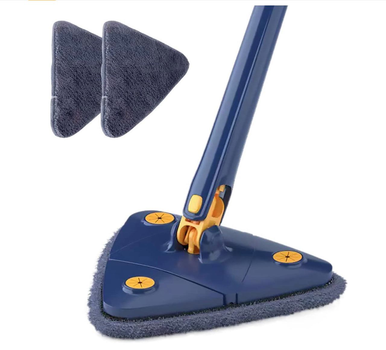 Cleaning Mop 360° Rotatable Triangular Mop Foldable Automatic Water Squeezing Wall Cleaning Mop Super Water Absorption Mop with 2 Replacement Mop Cloth for Floor Wall Window Cleaning