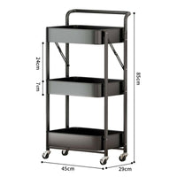 Thumbnail for Multibao 3 Tier Metal Folding Trolley Cart with Handles Storage Rack Rolling Shelf Beauty Office Wheels for Living Room, Laundry, Bedroom (White 3-Tier-Folding)