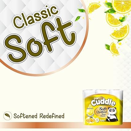 3 Ply Toilet Tissue Roll Panda Cuddle Classic Soft Quilted Toilet Rolls- Super Quality Comfort. (7 Pack of 9Rolls / 63 Rolls)