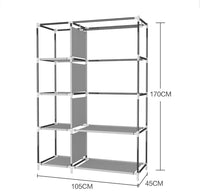 Thumbnail for MY HOMIE Portable Wardrobe, Foldable Closet, Clothes Storage Organiser with Hanging Rail, Shelves, Fabric Cover, for Bedroom, Cloakroom, 105 x 45 x 175 cm - Fabric Canvas Wardrobe (Black)