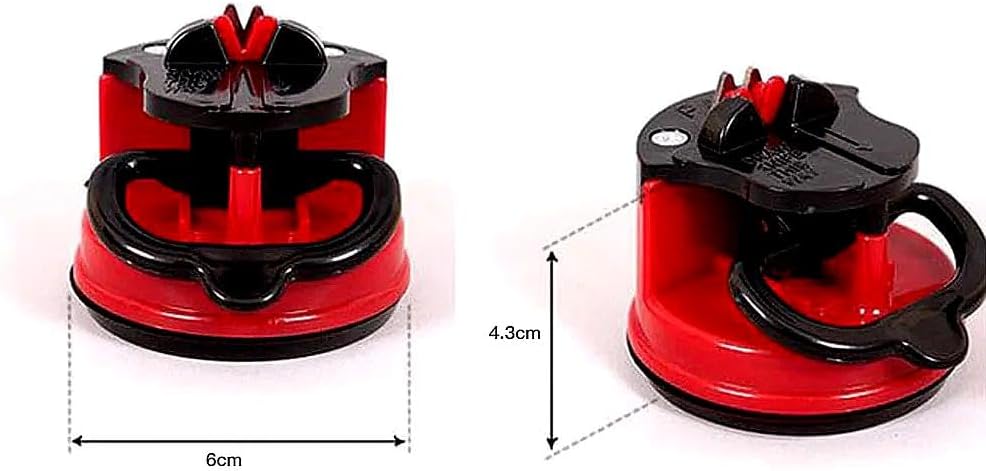 Knife Sharpener, Sharpening Kitchen Knives, Hands Free Safety, Manual Sharpening Tool - Compact Knife Sharpener UK - Knife and Scissors Sharpeners for Straight and Serrated Knives (Red)