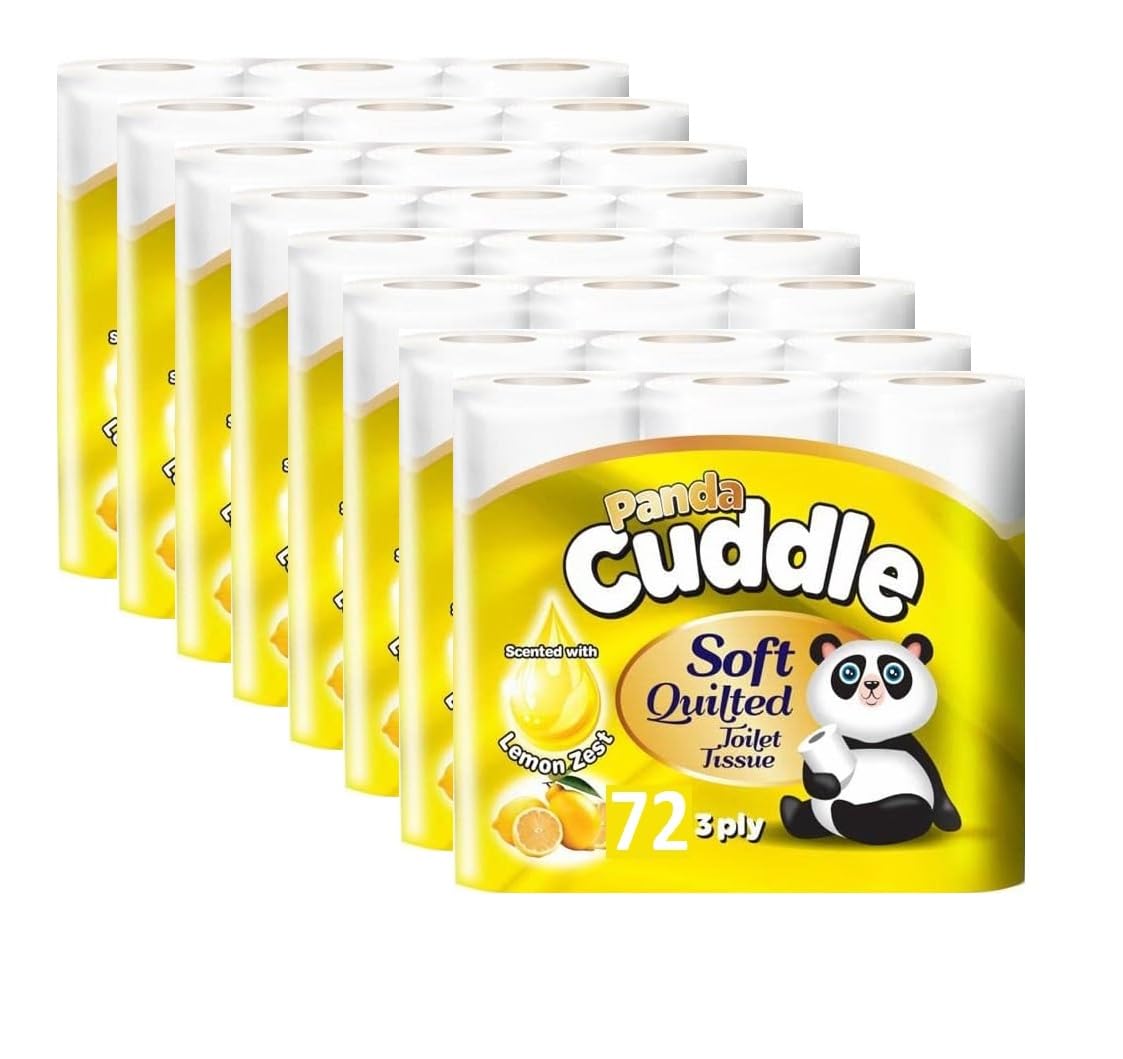 3 Ply Toilet Tissue Roll Panda Cuddle Classic Soft Quilted Toilet Rolls- Super Quality Comfort. (7 Pack of 9Rolls / 63 Rolls)