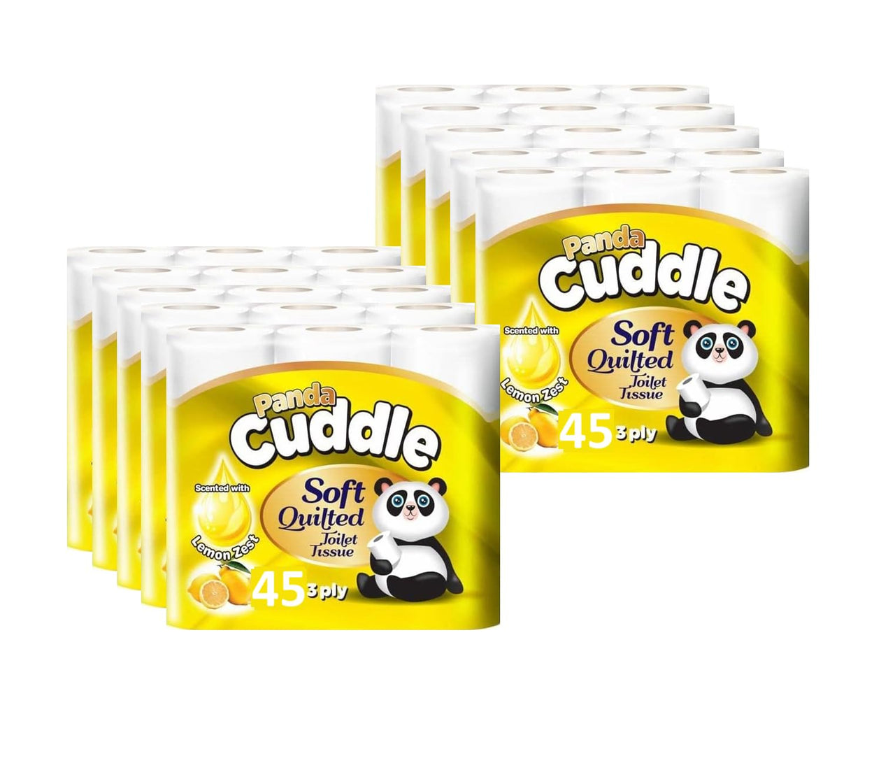 3 Ply Toilet Tissue Roll Panda Cuddle Classic Soft Quilted Toilet Rolls- Super Quality Comfort. (7 Pack of 9Rolls / 63 Rolls)