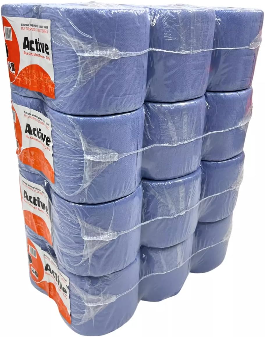 48 Rolls(8 Packs) ACT Blue Centre feed Rolls Embossed 2ply Wiper Paper Towel 45M