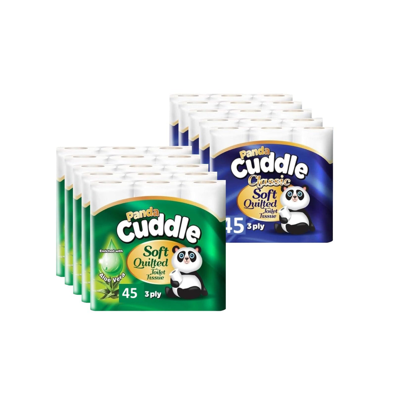 3 Ply Toilet Tissue Roll Panda Cuddle Classic Soft Quilted Toilet Rolls- Super Quality Comfort. (7 Pack of 9Rolls / 63 Rolls)