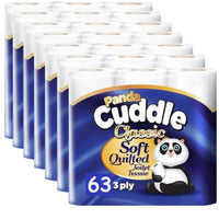 Thumbnail for 3 Ply Toilet Tissue Roll Panda Cuddle Classic Soft Quilted Toilet Rolls- Super Quality Comfort. (7 Pack of 9Rolls / 63 Rolls)