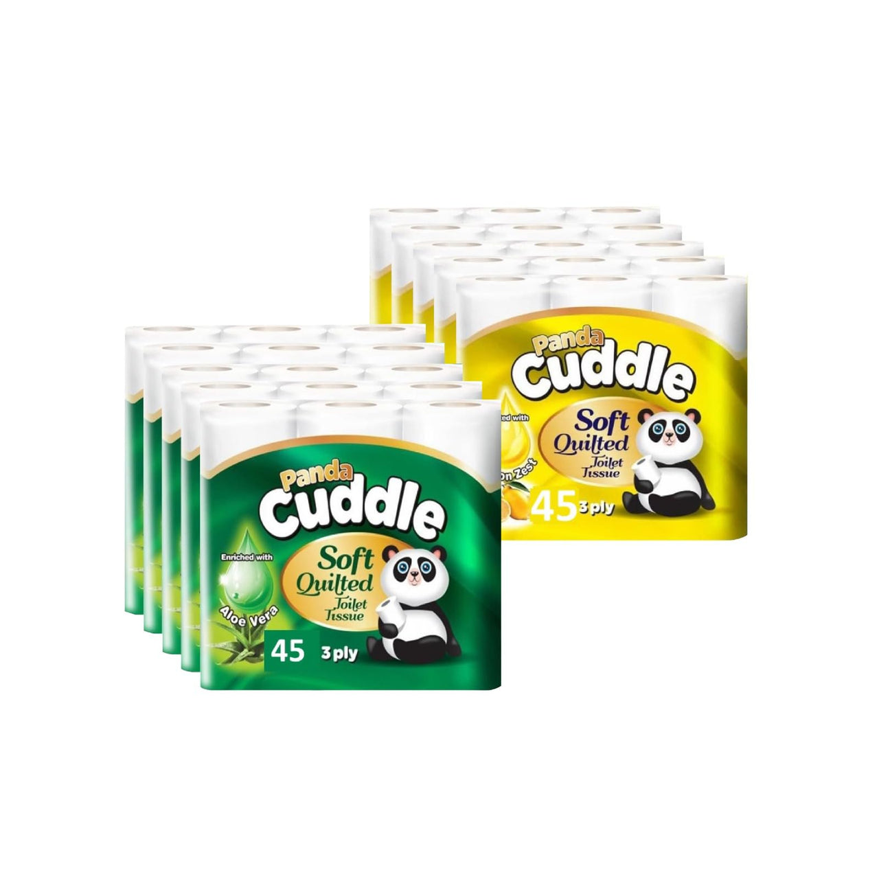 3 Ply Toilet Tissue Roll Panda Cuddle Classic Soft Quilted Toilet Rolls- Super Quality Comfort. (7 Pack of 9Rolls / 63 Rolls)