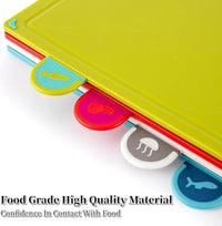 Thumbnail for myHomie - Kitchen Chopping Board Set with Holder, Thick & Durable Non Toxic Plastic Chopping Board for Kitchen, Dishwasher Safe Cutting Boards and Kitchen Items - 4 Coloured Piece Kitchen Set