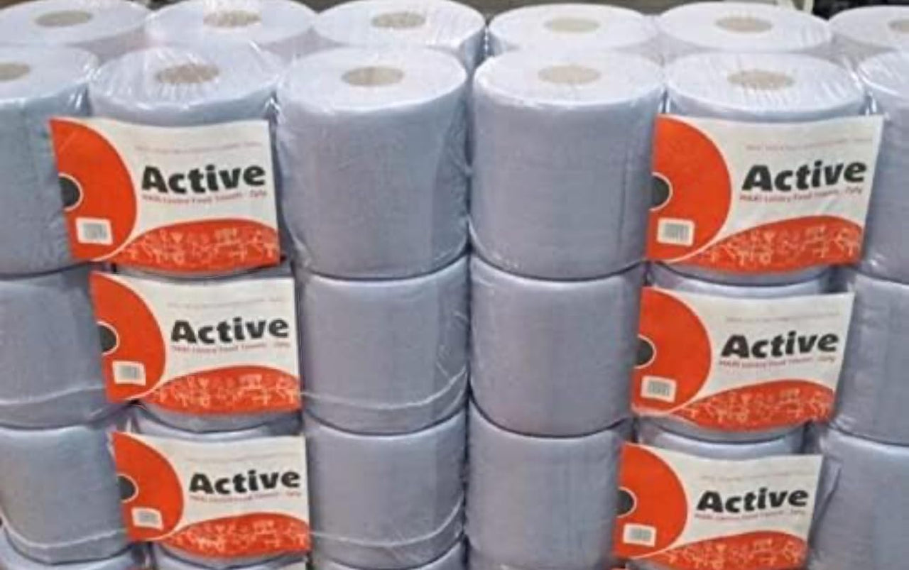 48 Rolls(8 Packs) ACT Blue Centre feed Rolls Embossed 2ply Wiper Paper Towel 45M