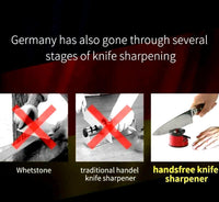 Thumbnail for Knife Sharpener, Sharpening Kitchen Knives, Hands Free Safety, Manual Sharpening Tool - Compact Knife Sharpener UK - Knife and Scissors Sharpeners for Straight and Serrated Knives (Red)