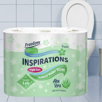 Thumbnail for Freedom Inspirations 3Ply Quilted Toilet Tissue Pack – Aloe Vera 45 Rolls (5 x 9 Roll Pack)