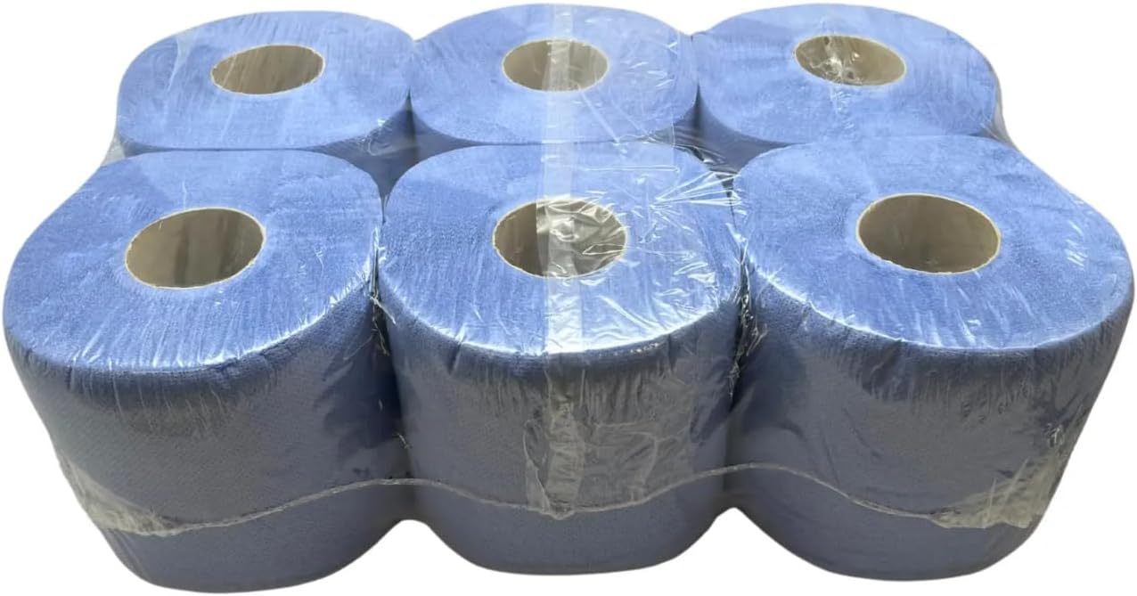 48 Rolls(8 Packs) ACT Blue Centre feed Rolls Embossed 2ply Wiper Paper Towel 45M