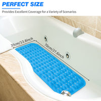 Thumbnail for ACEMOOW Bath Mat Non Slip Anti Mould Kids, Extra Long Bathtub Mats with Drain Holes & Suction Cups Machine Washable Rubber Bathroom Shower Mat for Inside Bath Elderly Children - 70 x 35 cm Blue