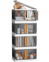 Thumbnail for NETEL Plastic Storage Box with lids,150L and 2 Pack 95L Large Storage Boxes with Lids, Front Door and Wheels, Large Stackable Storage Box Open Front, Stackable Wardrobe Storage Box