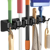 Thumbnail for Lifewit Broom Mop Holder Wall Mounted，Heavy Duty Broom Storage with 5 Slot 6 Hooks, Utility Room Storage Solutions for Broom Cupboard Kitchen Bathroom Garage and Garden Tool Organiser, 1 Pack, Black