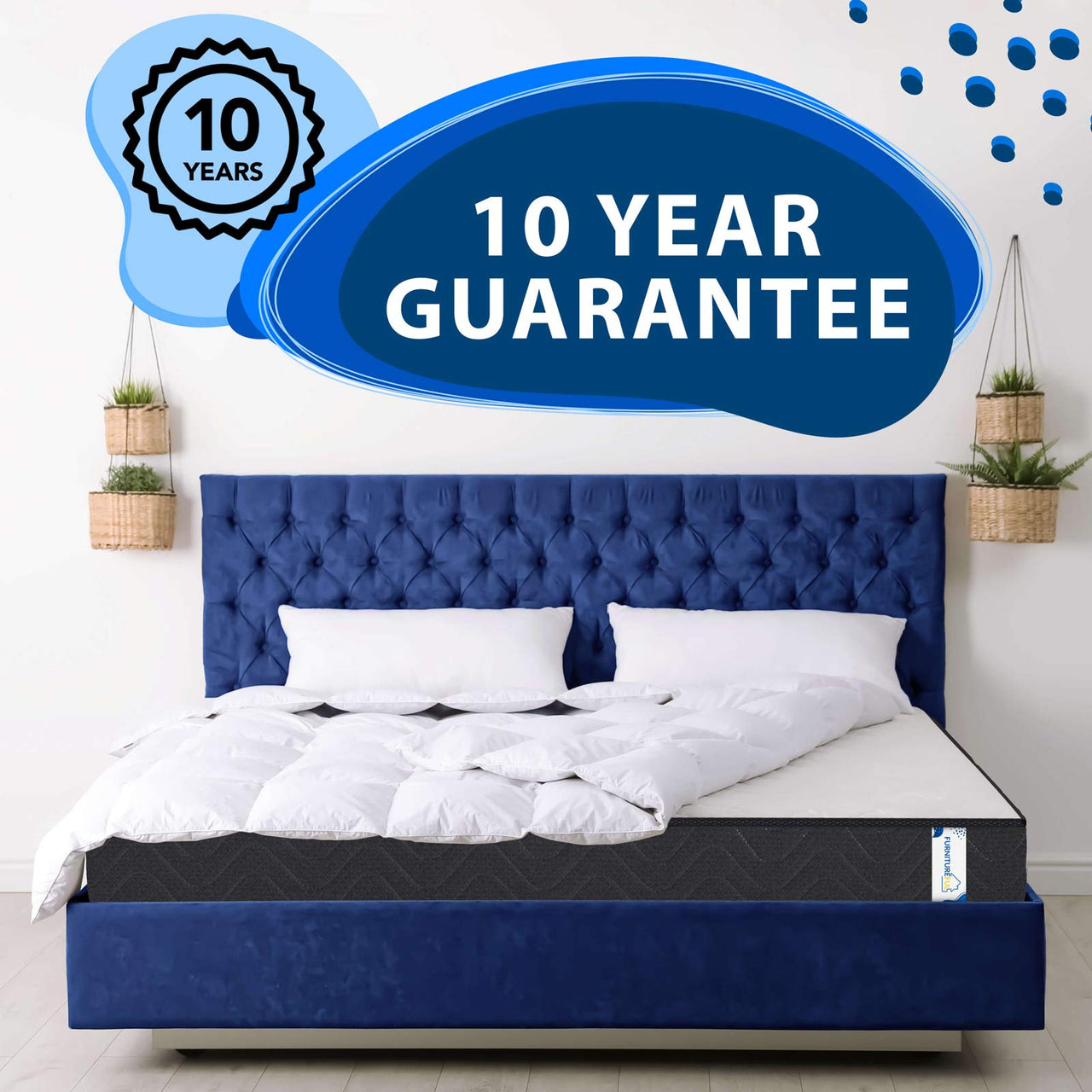 FurnitureFul King Size Mattresses Memory Foam - Hybrid Coil Spring 5ft Mattress 150 x 200 cm - 7.5 Inch Deep Quilted Sprung Breathable Orthopedic Hypoallergenic Gel