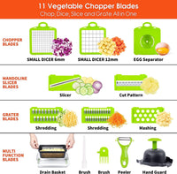 Thumbnail for EASE8 16-Piece Kitchen Vegetable Chopper|High-Performance Mandoline Vegetable Slicer & Dicer with Stainless Steel Blades-Peeler-Hand Guard and Brushes|Veg,Salad Complete Food Cutter Set-SA-016