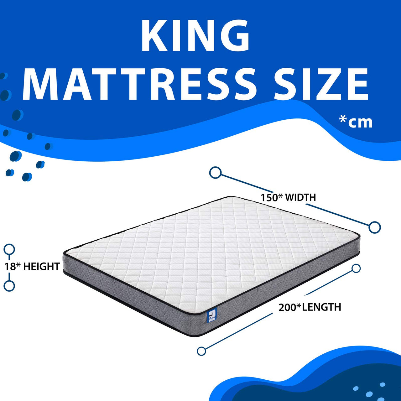 FurnitureFul King Size Mattresses Memory Foam - Hybrid Coil Spring 5ft Mattress 150 x 200 cm - 7.5 Inch Deep Quilted Sprung Breathable Orthopedic Hypoallergenic Gel