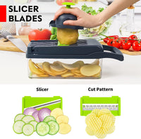 Thumbnail for EASE8 16-Piece Kitchen Vegetable Chopper|High-Performance Mandoline Vegetable Slicer & Dicer with Stainless Steel Blades-Peeler-Hand Guard and Brushes|Veg,Salad Complete Food Cutter Set-SA-016