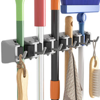 Thumbnail for Lifewit Broom Mop Holder Wall Mounted，Heavy Duty Broom Storage with 5 Slot 6 Hooks, Utility Room Storage Solutions for Broom Cupboard Kitchen Bathroom Garage and Garden Tool Organiser, 1 Pack, Black