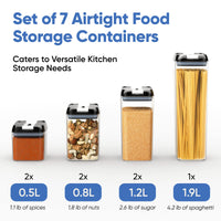 Thumbnail for Chef's Path Airtight Food Storage Containers for Kitchen Storage - Clear Plastic - Durable and Strong Lids - Labels and Chalk Marker (Pack of 7)