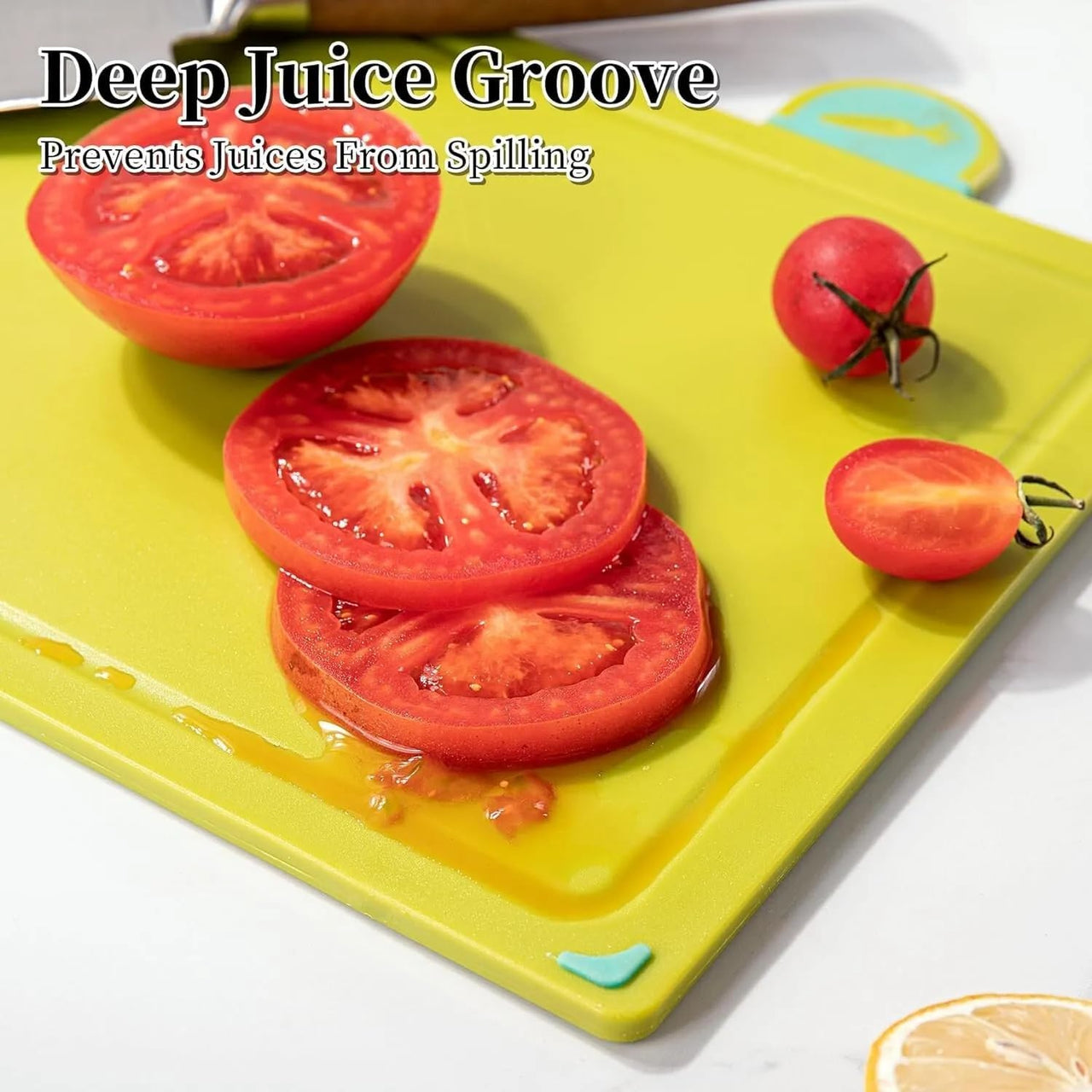 myHomie - Kitchen Chopping Board Set with Holder, Thick & Durable Non Toxic Plastic Chopping Board for Kitchen, Dishwasher Safe Cutting Boards and Kitchen Items - 4 Coloured Piece Kitchen Set