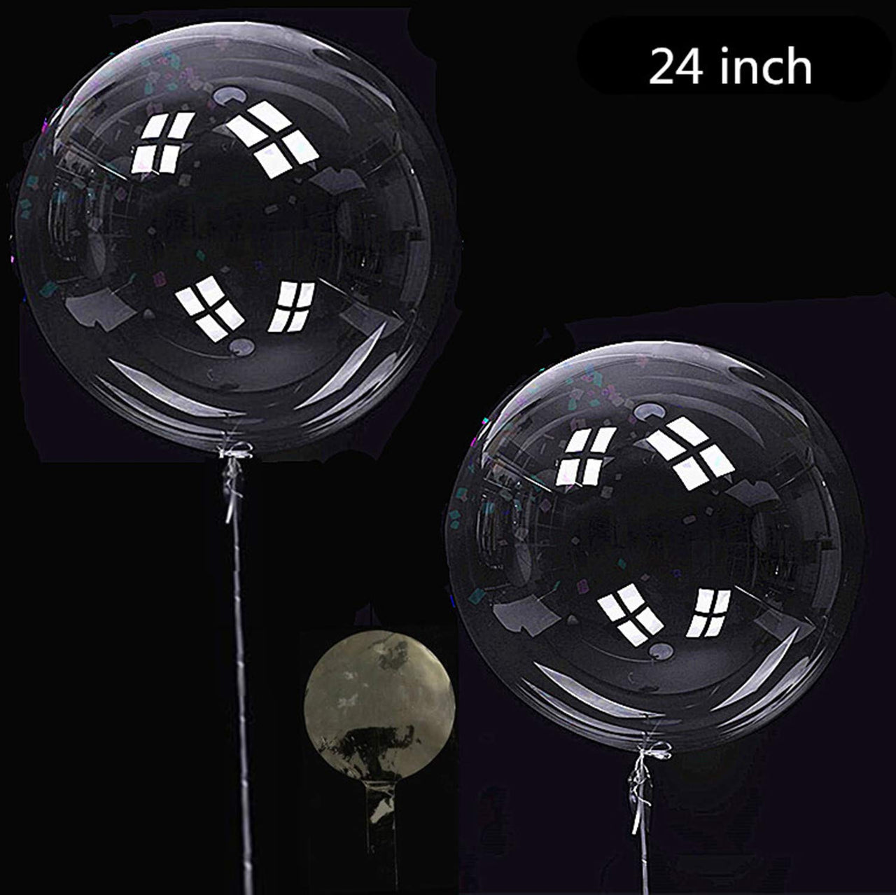 Bobo Balloons 25 Packs, 24 Inch Helium Style Transparent Bubble Bobo Balloons for LED Light Up Balloons, Gifts for Christmas,Wedding,Birthday Party Decorations (LED String Not Included) (25 PCS)