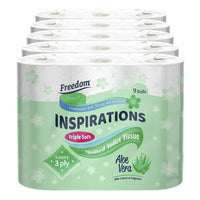 Thumbnail for Freedom Inspirations 3Ply Quilted Toilet Tissue Pack – Aloe Vera 45 Rolls (5 x 9 Roll Pack)