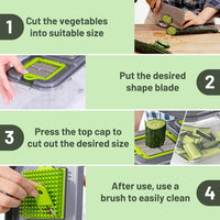 Thumbnail for EASE8 16-Piece Kitchen Vegetable Chopper|High-Performance Mandoline Vegetable Slicer & Dicer with Stainless Steel Blades-Peeler-Hand Guard and Brushes|Veg,Salad Complete Food Cutter Set-SA-016