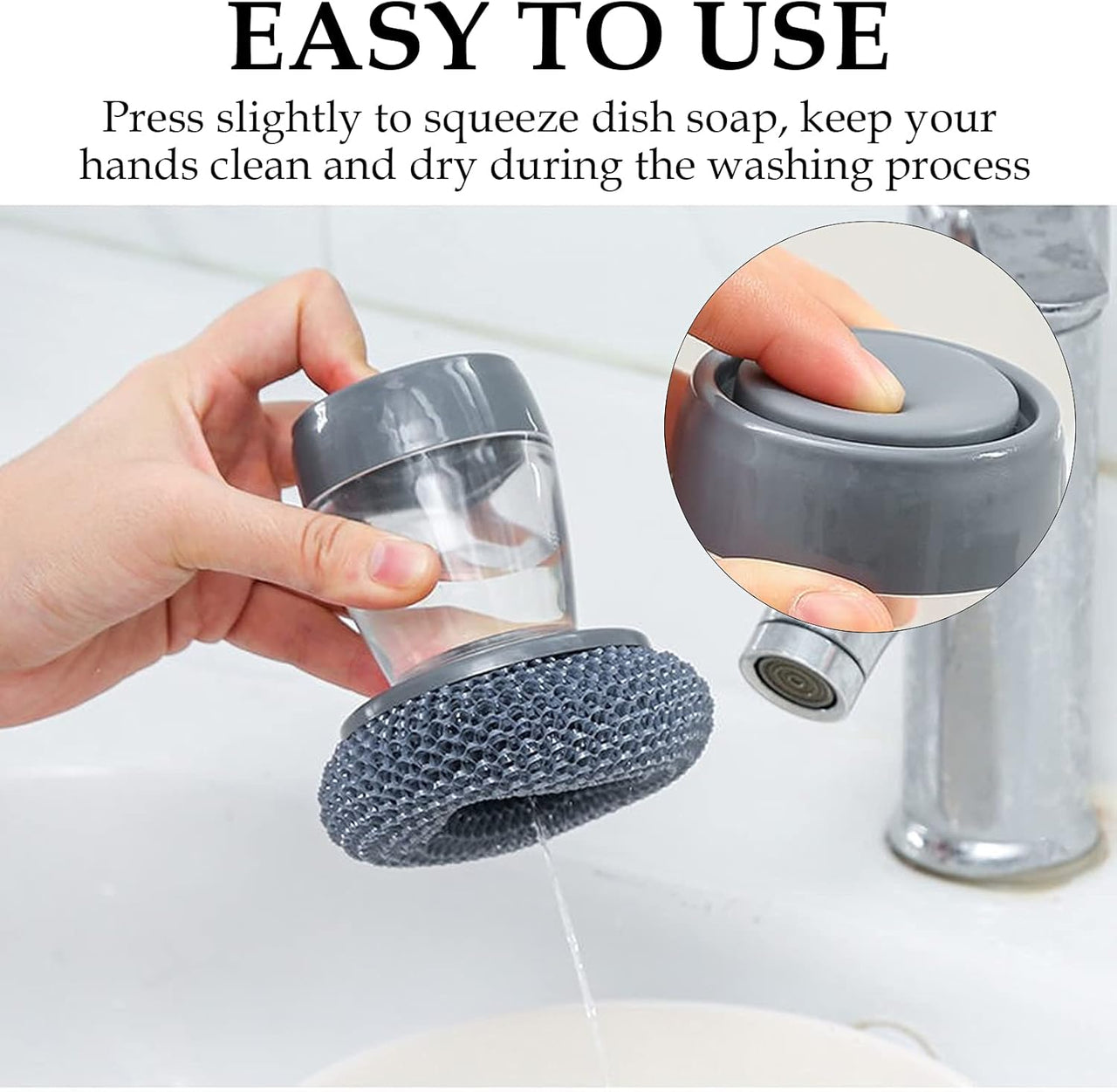 2 Pcs Soap Dispensing Palm Brush Washing Up Brush Dish Brushes Scrubbing Brush With Handle For Cleaning Dish Pot Pan Sink