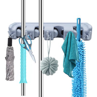 Thumbnail for Adhafera Broom Holder Wall Mounted, Mop Holder Tidy Organizer, Mop and Broom Holder, Utility Room Storage Solutions, Brush Holder with 5 Positions and 6 Hooks, for Garage Garden Kitchen Tools Storage