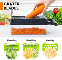 Thumbnail for EASE8 16-Piece Kitchen Vegetable Chopper|High-Performance Mandoline Vegetable Slicer & Dicer with Stainless Steel Blades-Peeler-Hand Guard and Brushes|Veg,Salad Complete Food Cutter Set-SA-016