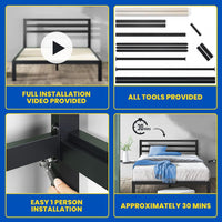 Thumbnail for MY HOMIE Double Size Metal Bed Frame, 193 x 135 cm, 385.5 kg Capacity