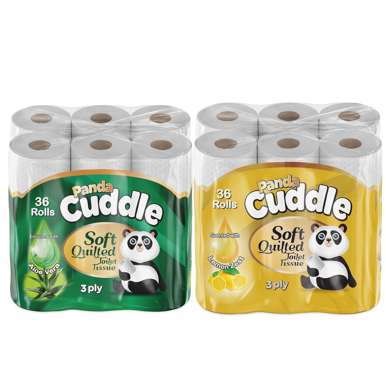 3 Ply Toilet Tissue Roll Panda Cuddle Classic Soft Quilted Toilet Rolls- Super Quality Comfort. (7 Pack of 9Rolls / 63 Rolls)