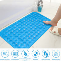 Thumbnail for ACEMOOW Bath Mat Non Slip Anti Mould Kids, Extra Long Bathtub Mats with Drain Holes & Suction Cups Machine Washable Rubber Bathroom Shower Mat for Inside Bath Elderly Children - 70 x 35 cm Blue