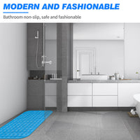 Thumbnail for ACEMOOW Bath Mat Non Slip Anti Mould Kids, Extra Long Bathtub Mats with Drain Holes & Suction Cups Machine Washable Rubber Bathroom Shower Mat for Inside Bath Elderly Children - 70 x 35 cm Blue