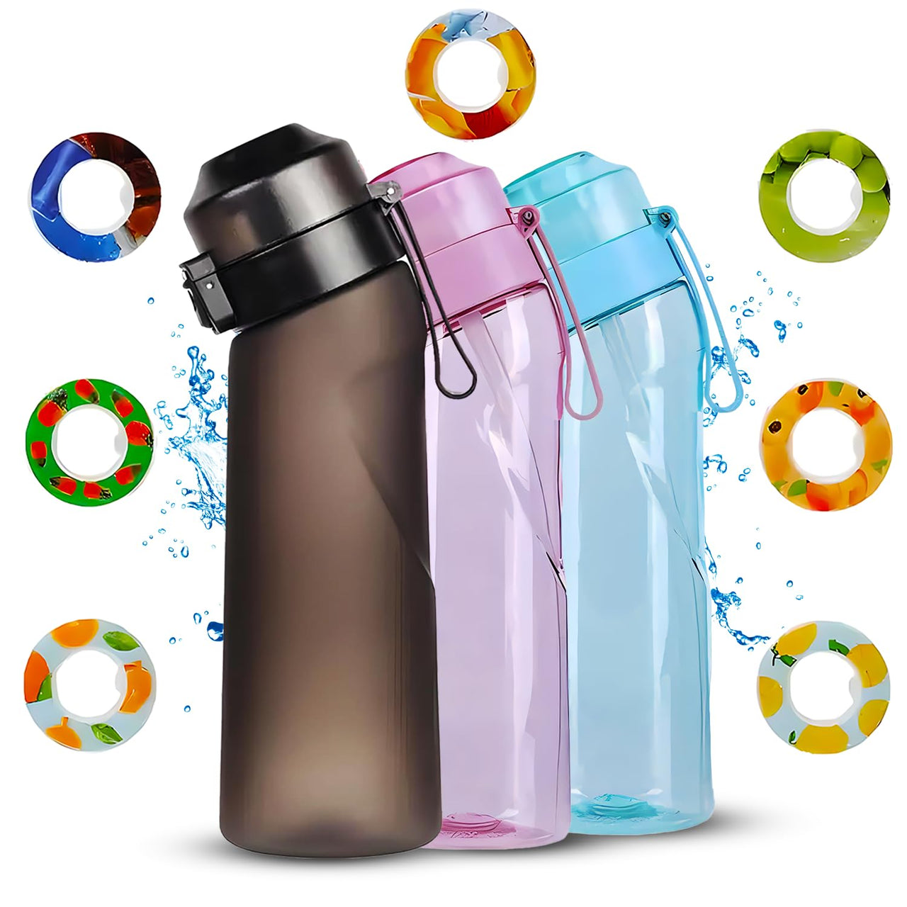 Air Water Bottle, 650ml Starter Set – BPA Free. 7 Exquisite Flavour Pods for a Zero Sugar, Zero Calorie Experience (blue)