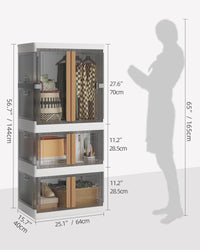 Thumbnail for NETEL Plastic Storage Box with lids,150L and 2 Pack 95L Large Storage Boxes with Lids, Front Door and Wheels, Large Stackable Storage Box Open Front, Stackable Wardrobe Storage Box