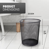 Thumbnail for KEPLIN Round Trash Can - Black Non-slip Mesh Bin, Stylish & Sturdy Metal Waste Paper Bin for Home, Bedroom, Office, Bathroom, Living Room & Kitchen - Indoor Garbage Bin with Sleek Design