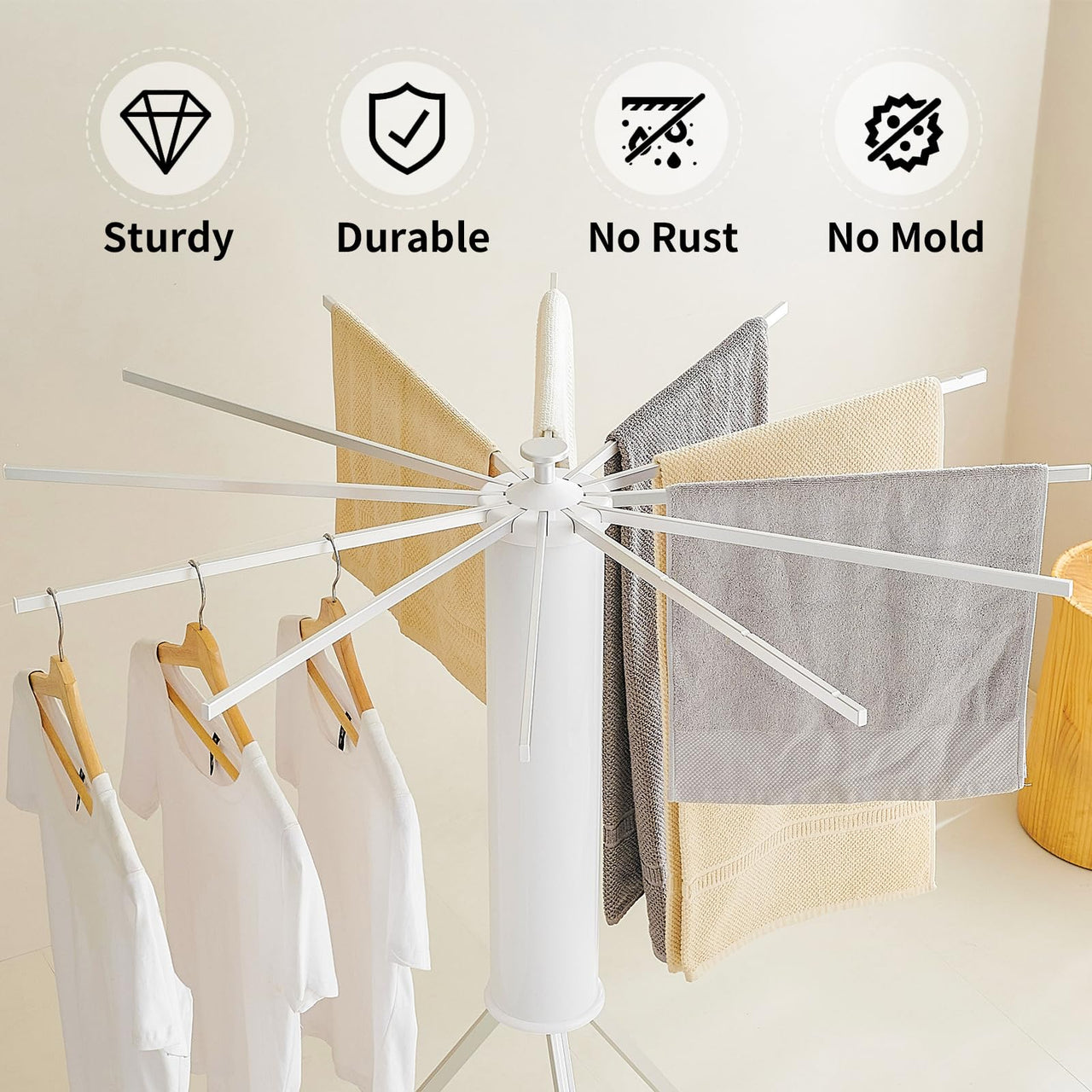 JOOM Tripod Clothes Drying Rack, Garment Rack Portable and Foldable Space Saving Laundry Drying Rack - Drying Rack Clothing