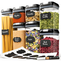 Thumbnail for Chef's Path Airtight Food Storage Containers for Kitchen Storage - Clear Plastic - Durable and Strong Lids - Labels and Chalk Marker (Pack of 7)