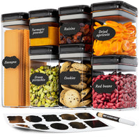 Thumbnail for Chef's Path Airtight Food Storage Containers for Kitchen Storage - Clear Plastic - Durable and Strong Lids - Labels and Chalk Marker (Pack of 7)