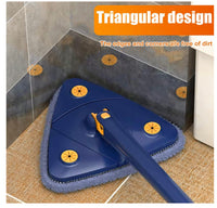 Thumbnail for Cleaning Mop 360° Rotatable Triangular Mop Foldable Automatic Water Squeezing Wall Cleaning Mop Super Water Absorption Mop with 2 Replacement Mop Cloth for Floor Wall Window Cleaning