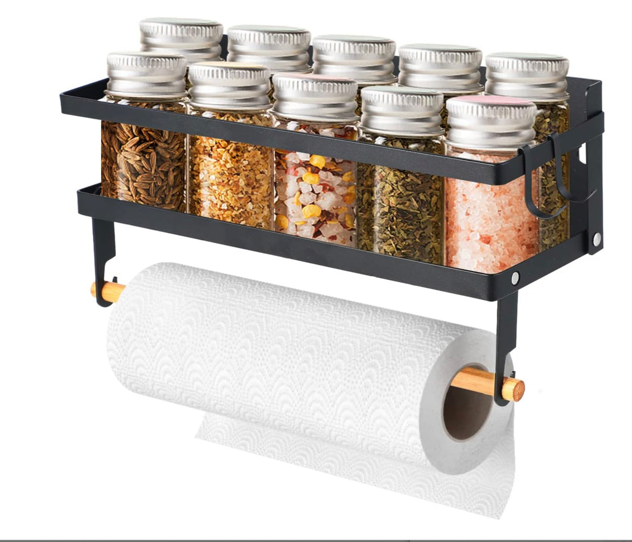 Magnetic spice rack towel holder